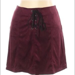 Material Girl Burgundy Suede Skirt- XXS